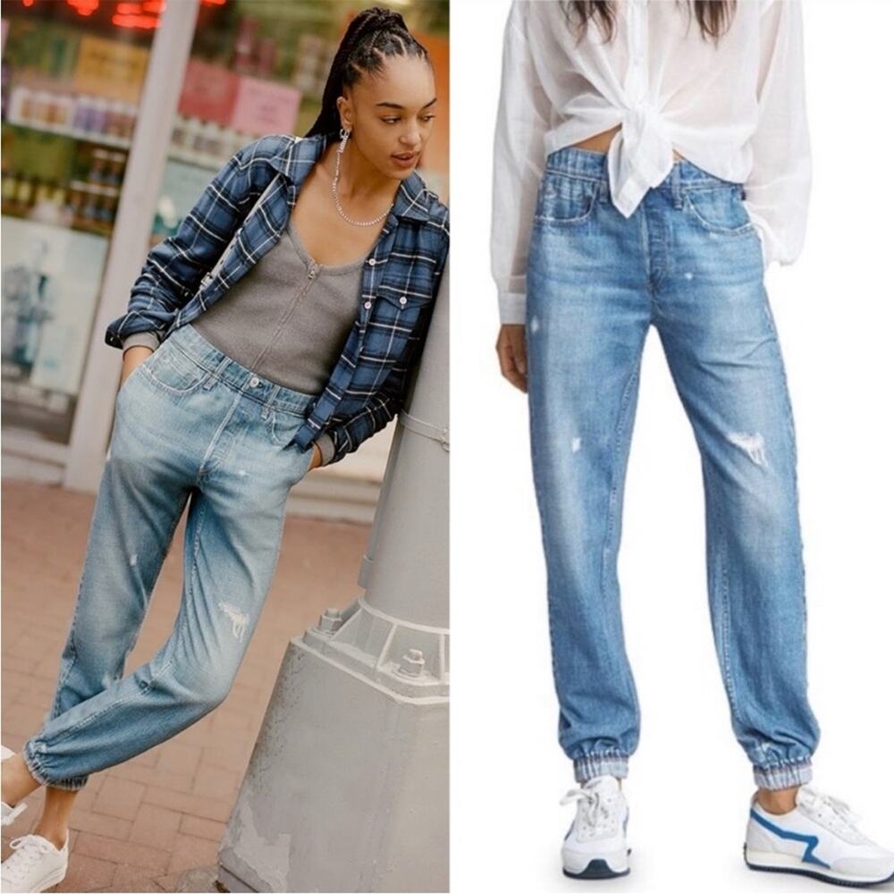Rag & Bone Miramar Mid-Rise Denim-Knit Jogger Pants Sz S